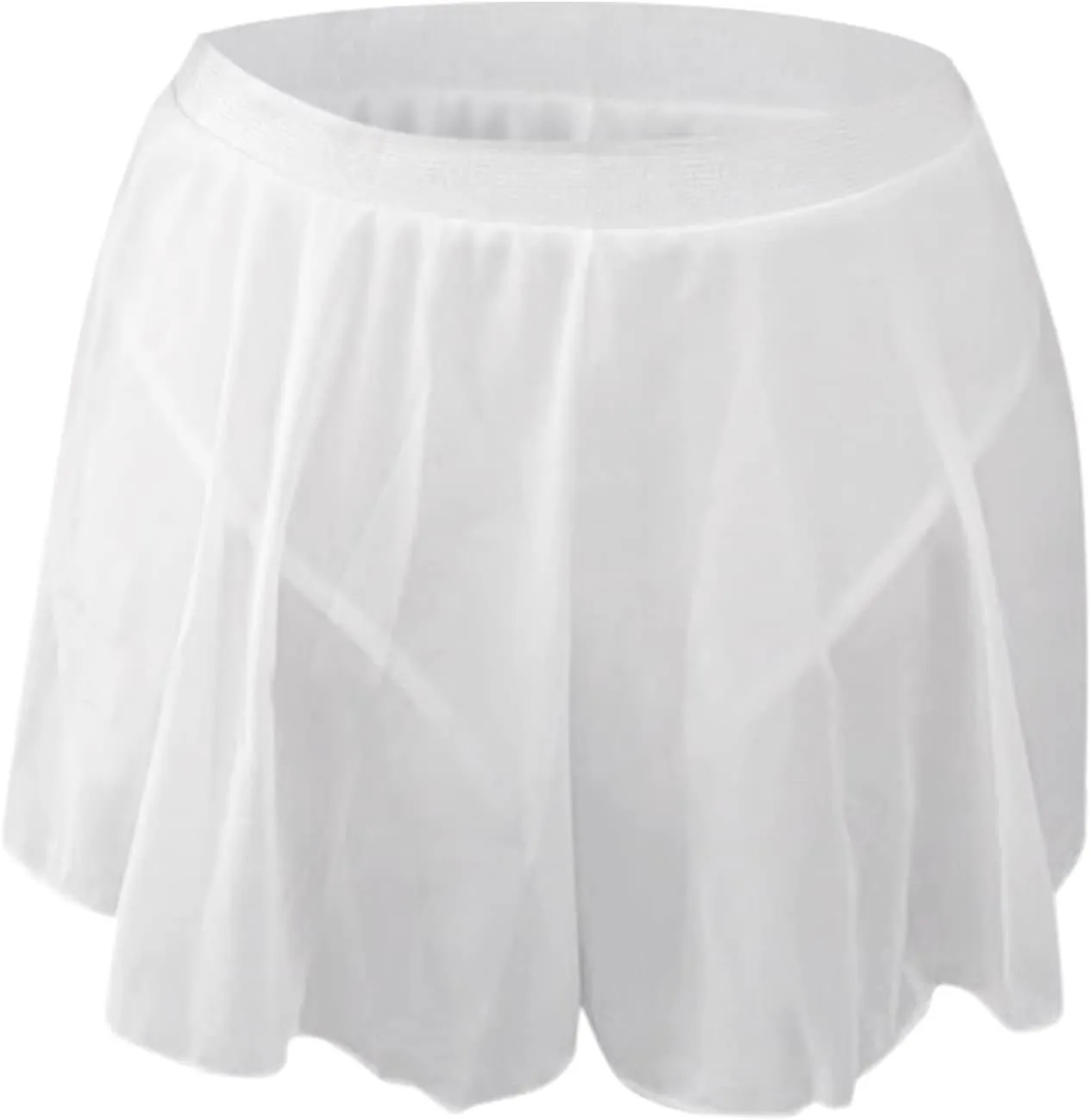 Sexy Womens Sheer Mesh Mini Skirt Plus Size Lingerie for Women Stretch High Waisted Pleated Ruffled Short Skirts