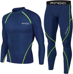 Sinzelimin Sports Suit for Men's Compression Shirt Pants Two Pieces Outfit Quick-dry Training Gym Yoga Fitness Tracksuit Set