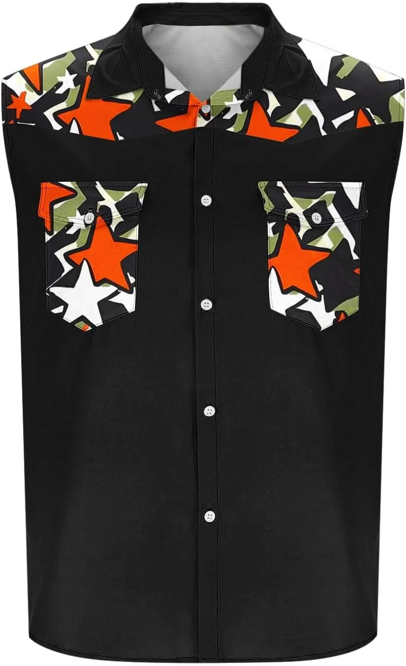 Sleeveless Tops for Man Winter Fall High Neck Denim Medieval Western Cardigan Tops Blouses Shirts Mens 2025