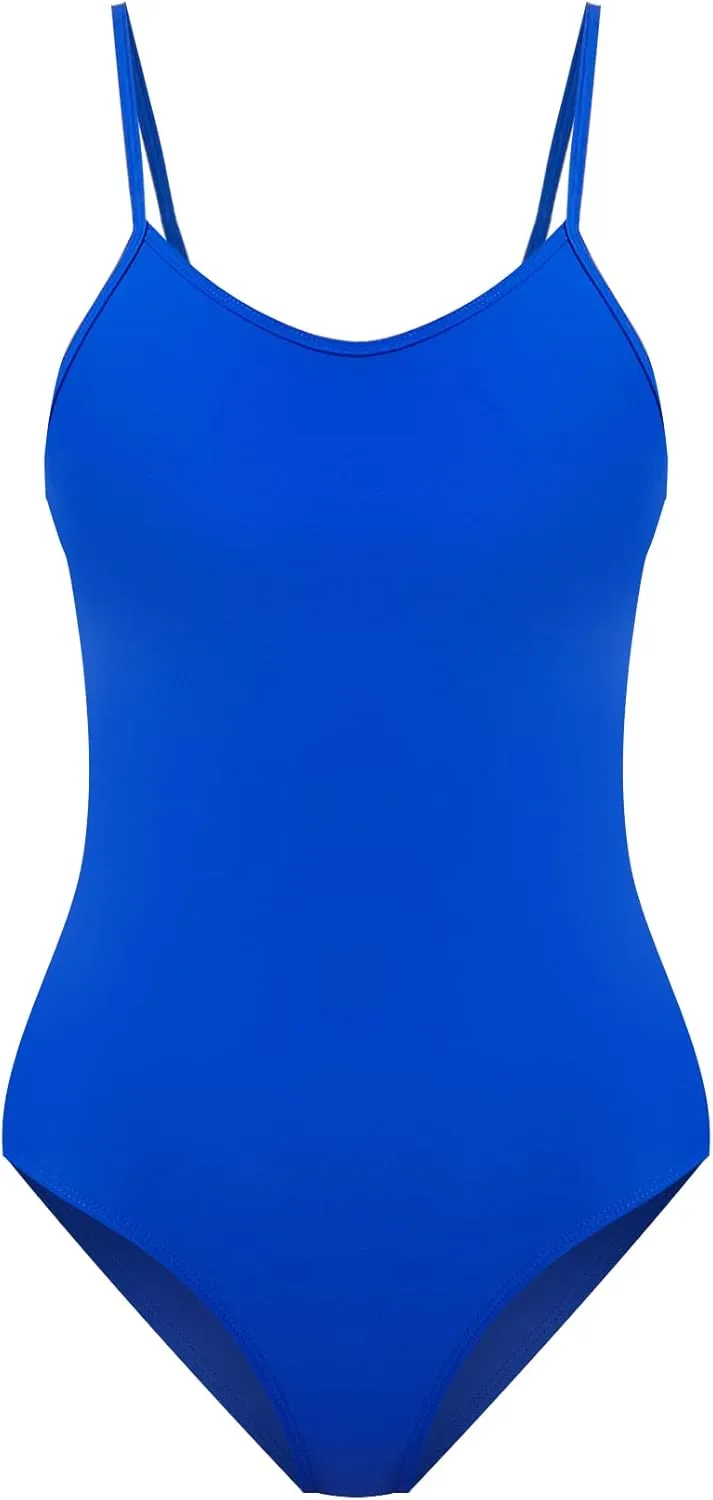 speerise Retro Criss Cross Back Onepiece Swimsuit, Adjustable Strap Swimwear