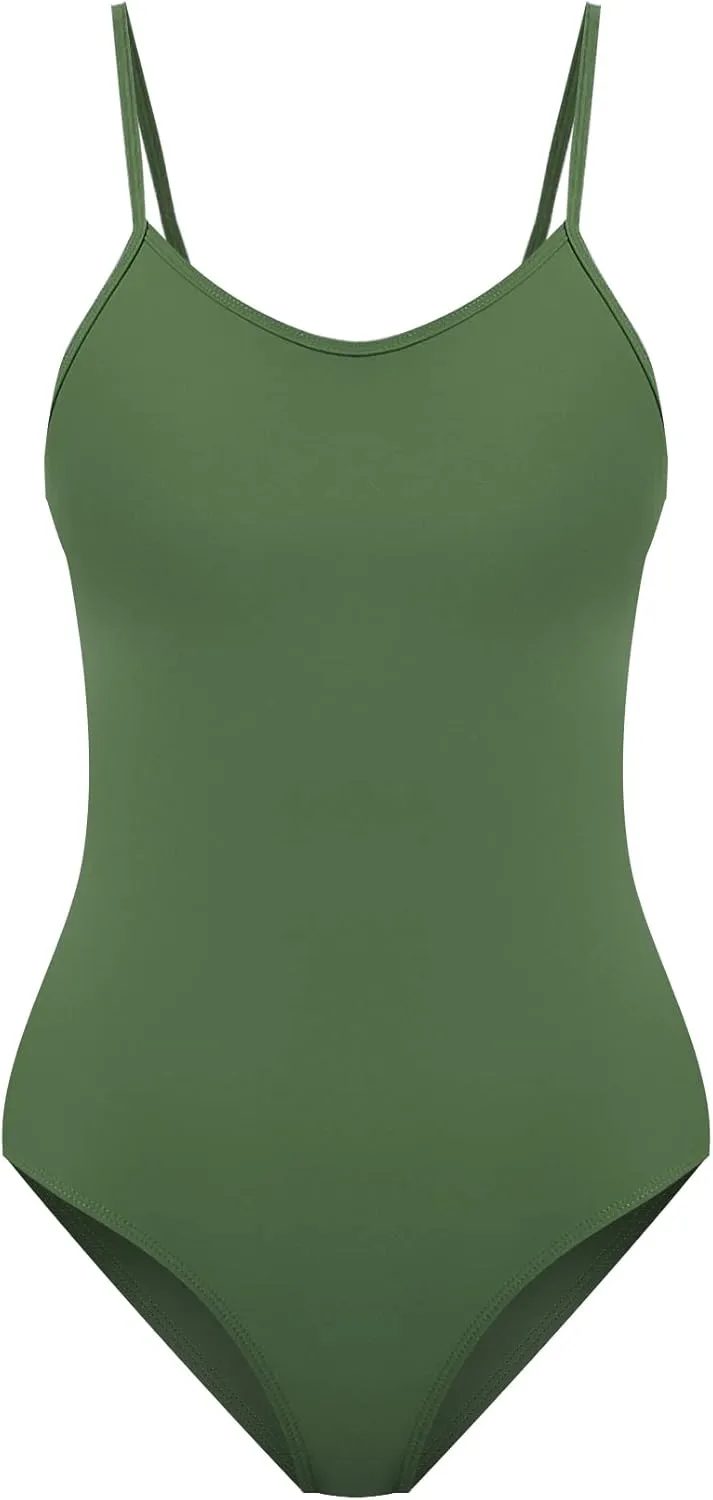 speerise Retro Criss Cross Back Onepiece Swimsuit, Adjustable Strap Swimwear