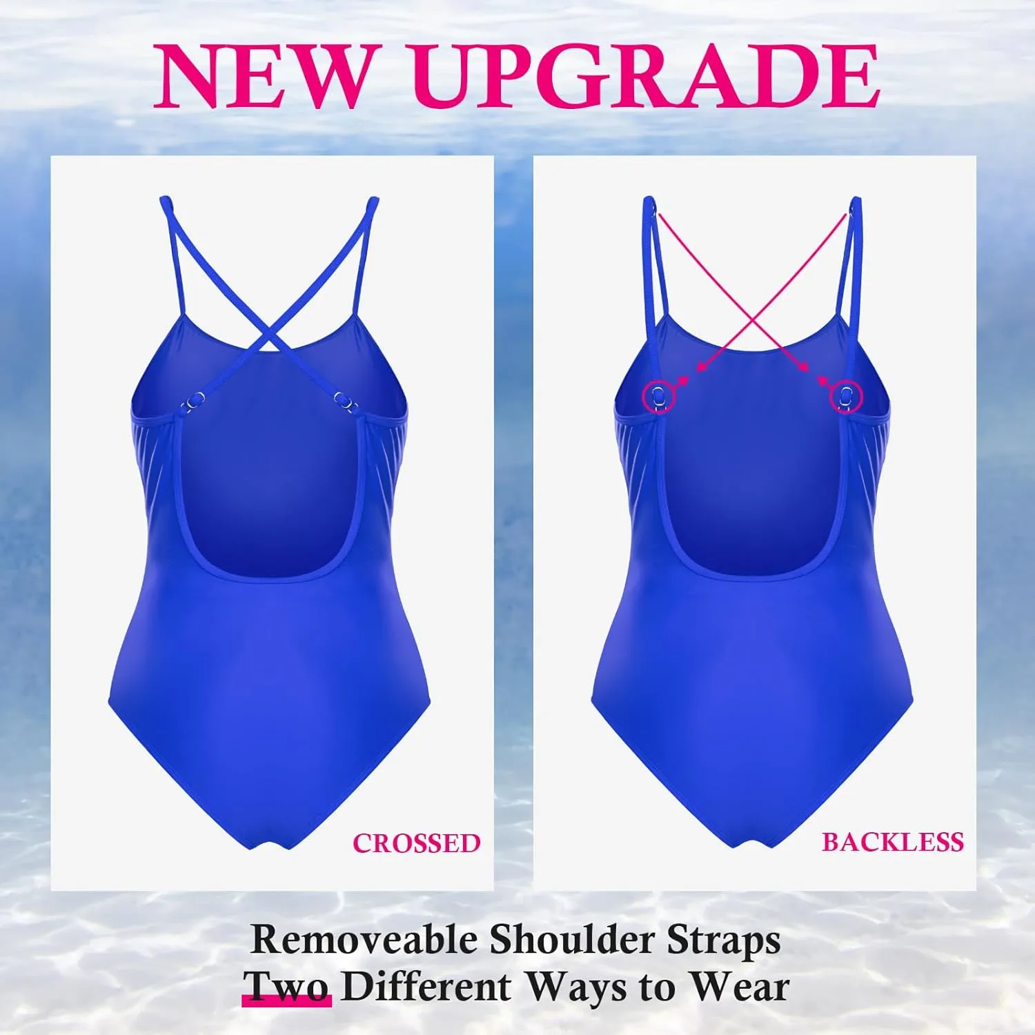 speerise Retro Criss Cross Back Onepiece Swimsuit, Adjustable Strap Swimwear