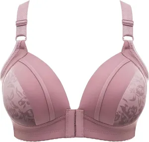 Steel Ring Thin Women Bra Front Button Breathable Gathers Underwear Comfort Bra