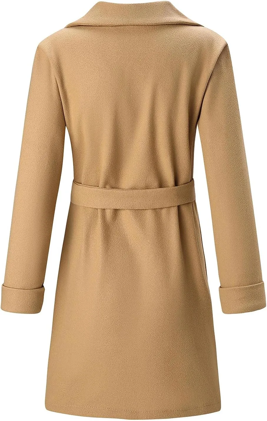 STYESH Womens Wrap Coats with Belt 2023 Fashion Overcoats Notched Lapel Trench Coats Winter Pea Coats Outerwear with Pockets