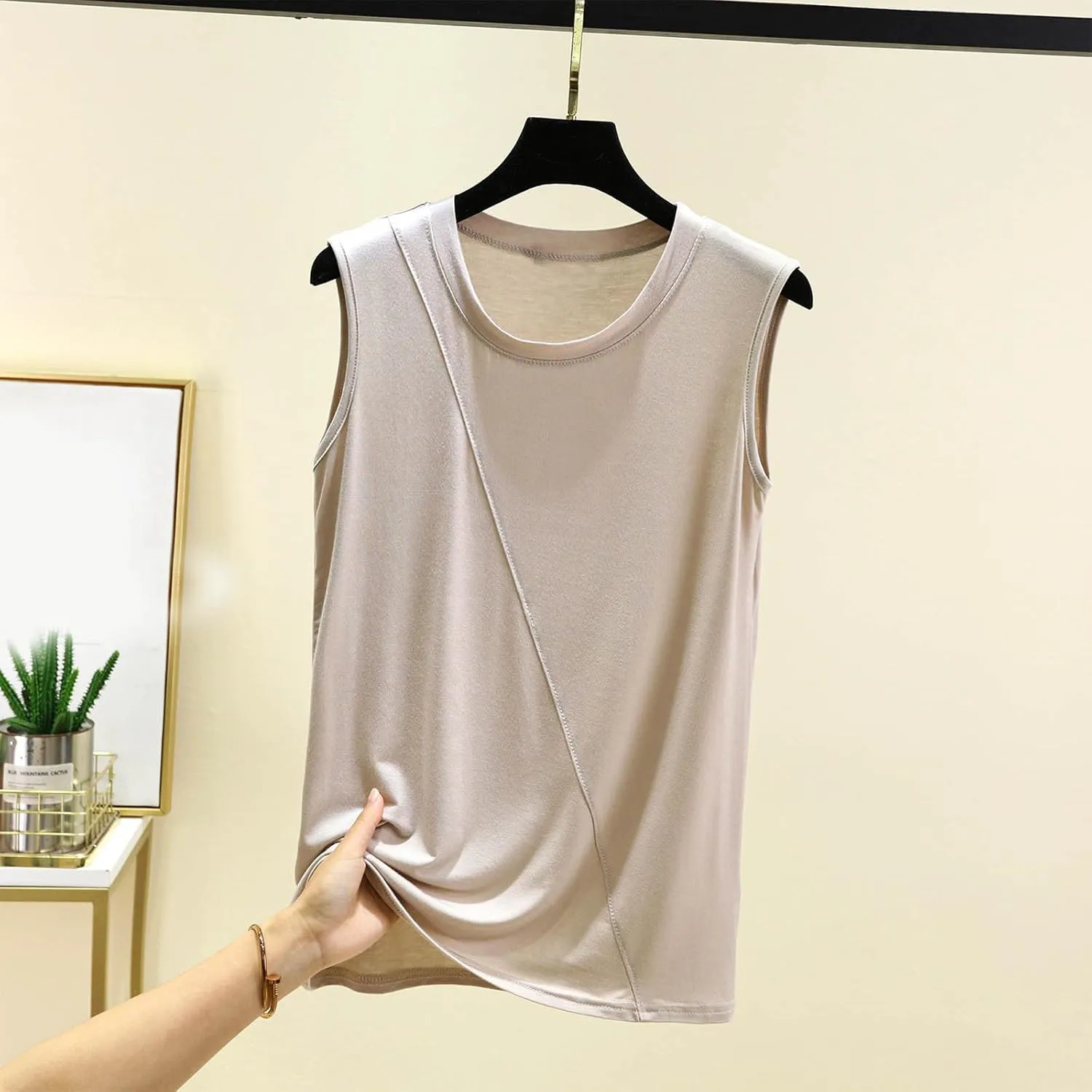 Summer Tank Tops for Women Solid Fashion Crewneck Sleeveless Blouse Casual Loose Fit Athletic Quick Dry Tee Shirts