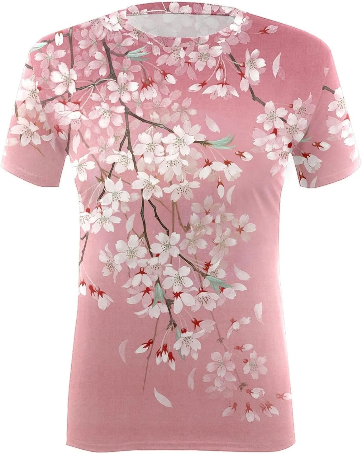 Summer Tops for Women 2025 Cute Floral Graphic Tee Shirt Dressy Round Neck Short Sleeve Tunic Pullover Petite Ladies Blouses