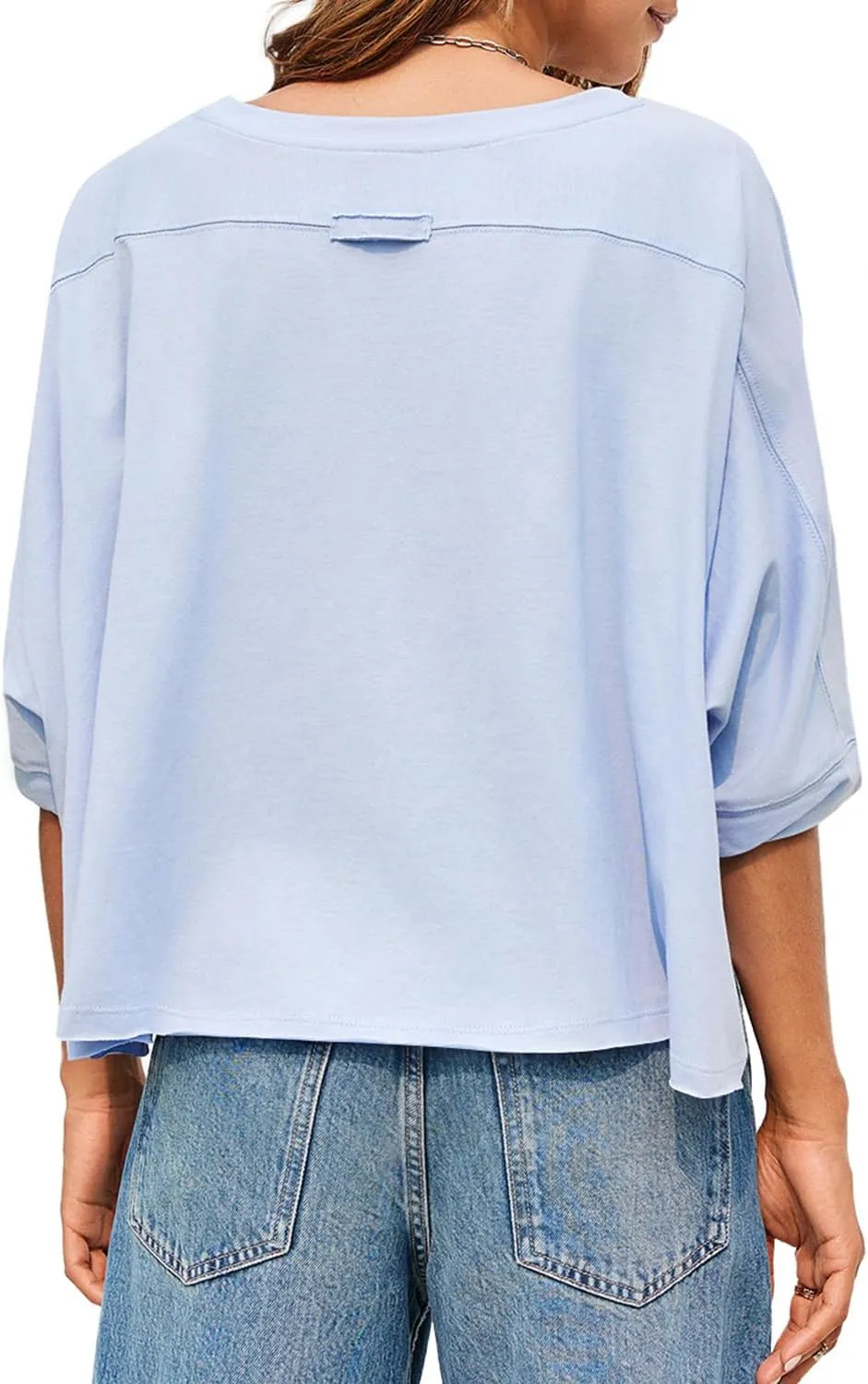 Summer Tops Womens Oversized T Shirts Basic Loose Tee for Women 2024 Solid Casual Trendy Crop Tops