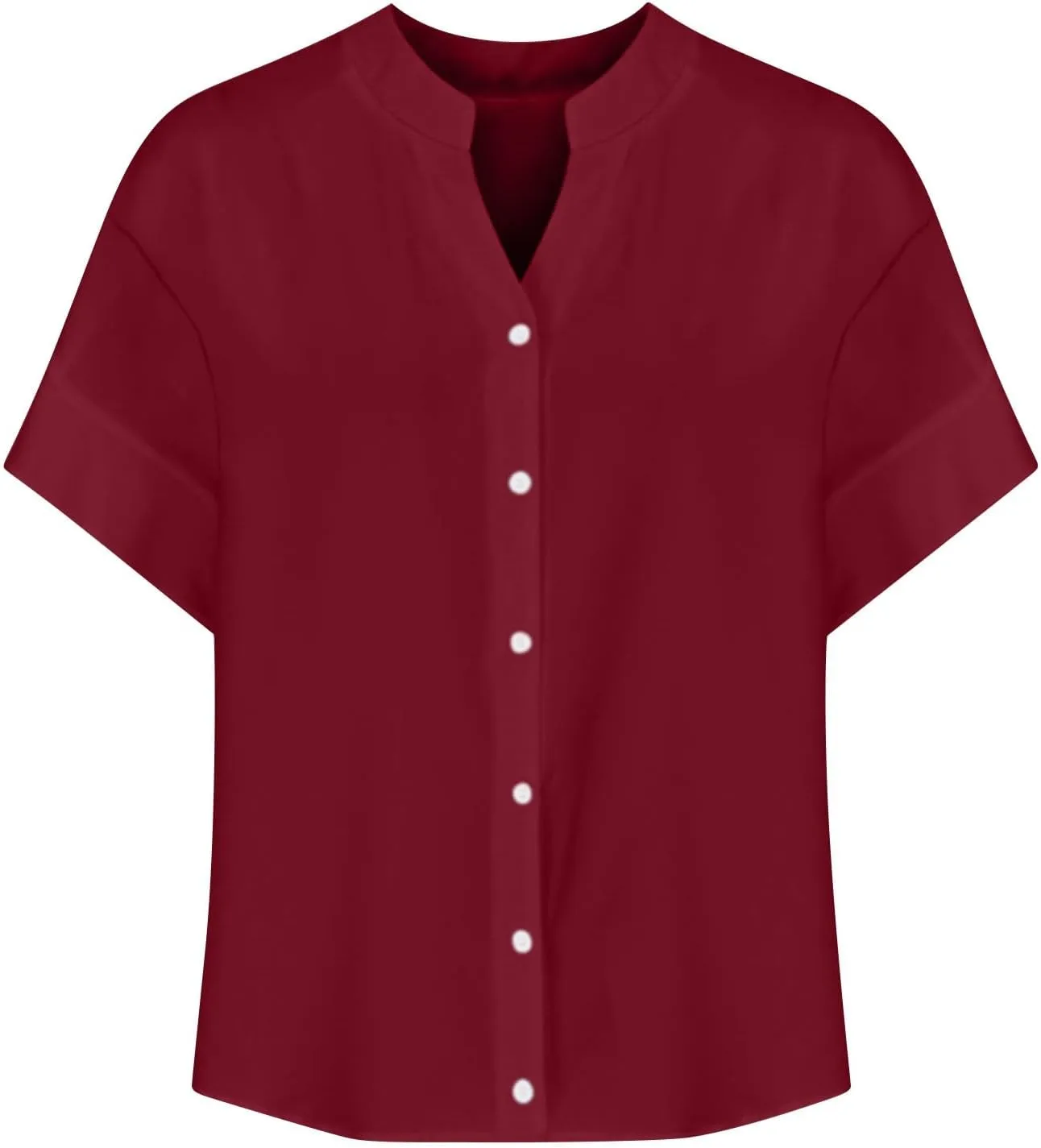 Summer Work Tops for Women Short Sleeve Button Down Casual Office Shirt Top 2025 Trendy Loose Fit V Neck Tunic Shirts