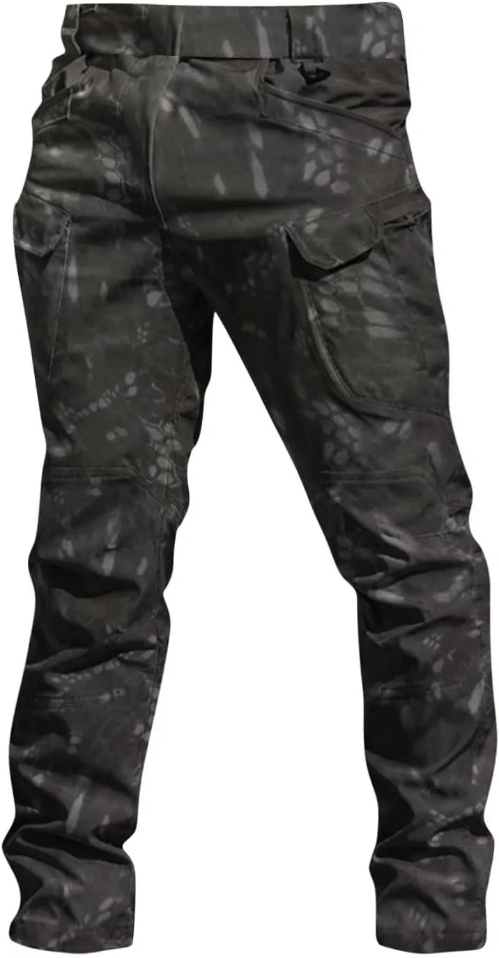Tactical Pants for Men Camo Military Cargo Pants Work Track Pants Skinny Leg Parachute Pants with Pockets