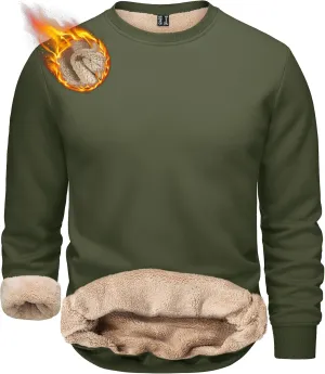 TACVASEN Men's Crewneck Sweatshirt Warm Sherpa Lined Sweatshirts Heavyweight Long Sleeve Underwear Winter Fleece Pullover
