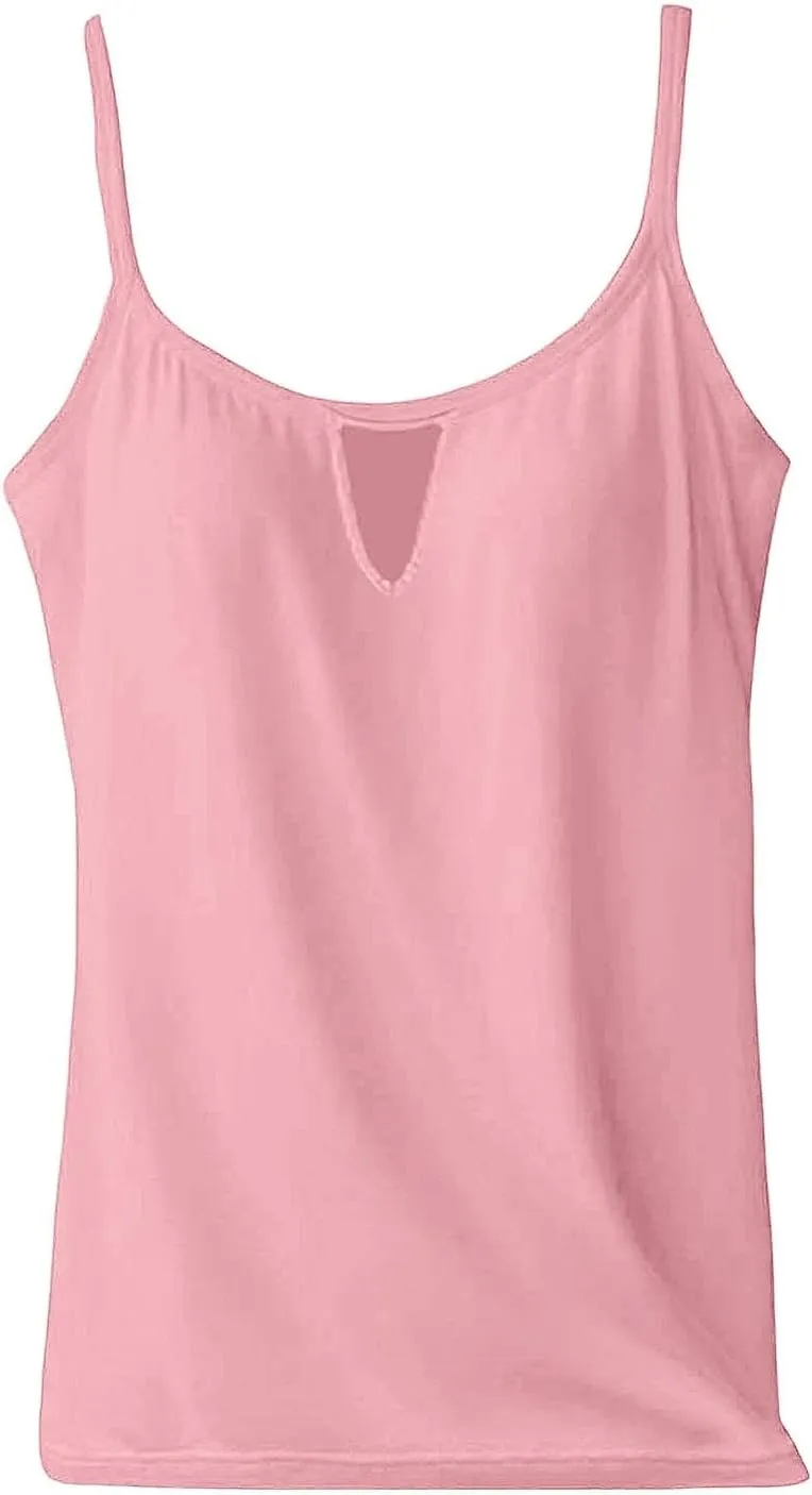 Tank Top with Built in Bra for Women Summer Casual Loose Camisole Laides Adjustable Spaghetti Strap Shelf Cami 2025