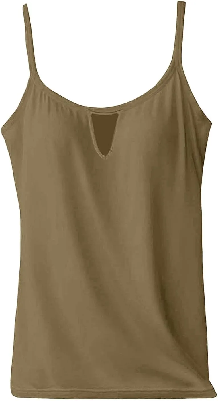 Tank Top with Built in Bra for Women Summer Casual Loose Camisole Laides Adjustable Spaghetti Strap Shelf Cami 2025