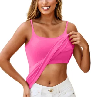 Tank Tops for Women Built in Bra Adjustable Spaghetti Strap Workout Yoga Shirts Basic Tank Tops Layer Padded Bra