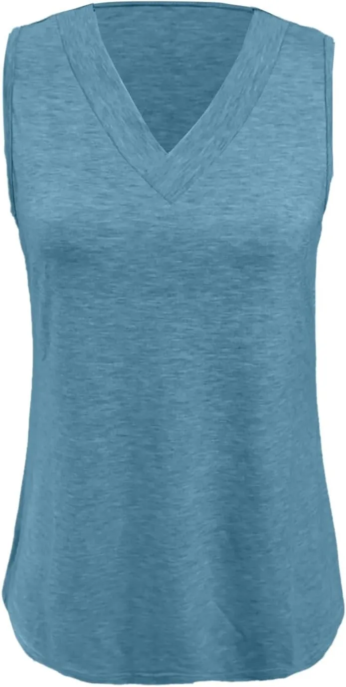 Tank Tops for Women Summer V Neck T-Shirts Trendy Sleeveless Comfy Tee Loose Fit Fashion 2025