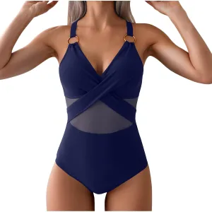 TARIENDY One Piece Swimsuit Women Tummy Control High Waisted Bathing Suits Full Coverage Mesh Swim Suits Sexy Swimwear