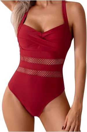 TARIENDY One Piece Swimsuit Women Tummy Control Sexy Mesh Bathing Suits Beach Casual Swimwear 2025 High Waisted Swim Suits