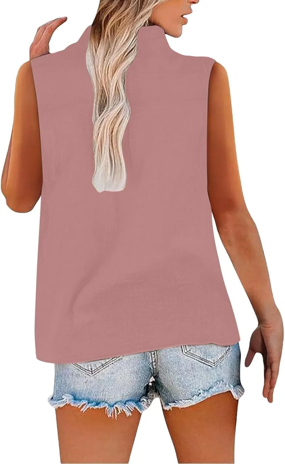 TARIENDY Tank Top for Women Loose Fit V Neck Sleeveless Shirts Trendy 2025 Button Down Beach Vacation Outfits with Pocket