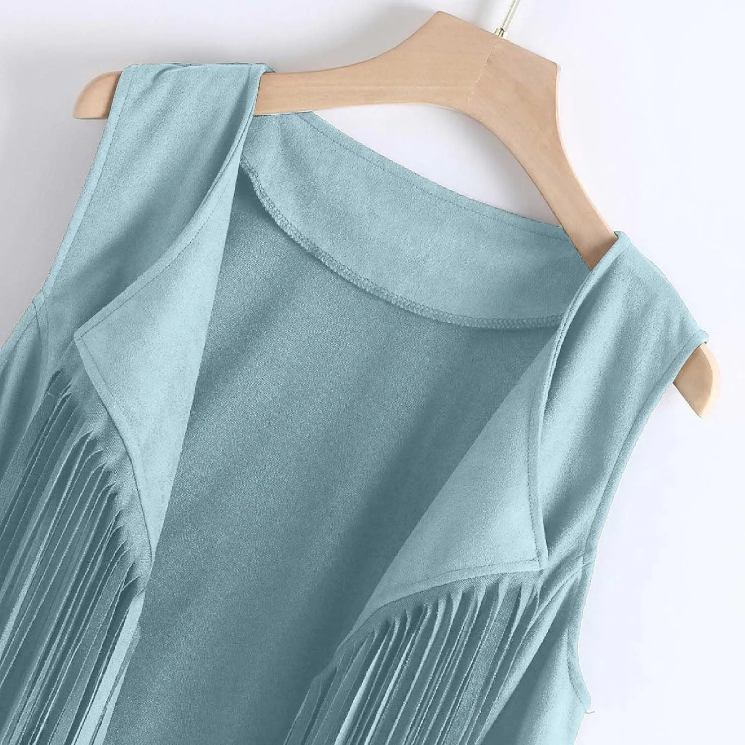 Tassel Sleeveless Vest for Women 70s Hippie Faux Suede Fringe Jacket Open Front Gilet Cardigan Vintage Boho Waistcoat