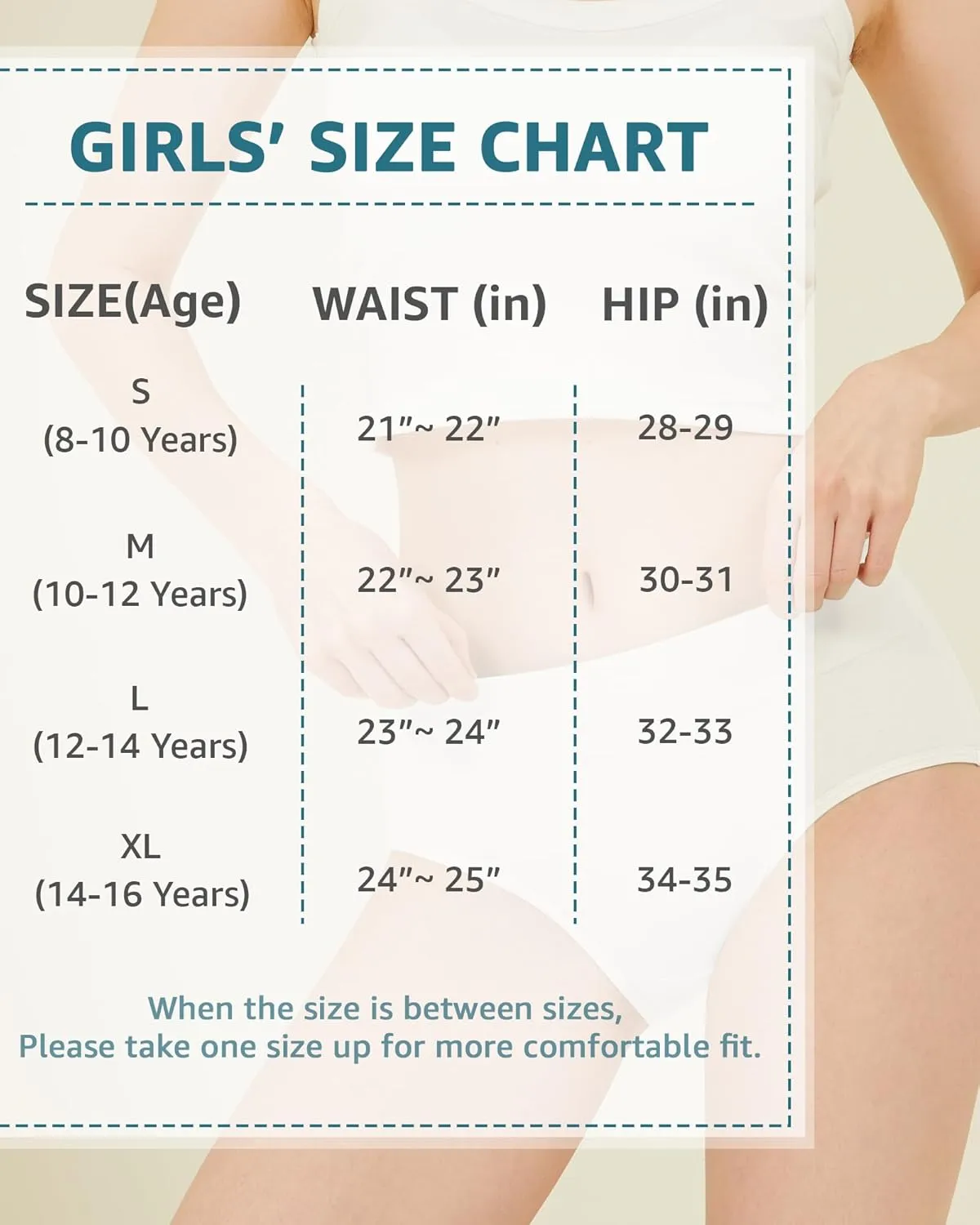 Teen Girls Cotton Underwear Mid Waist Brief Panties 6 pack