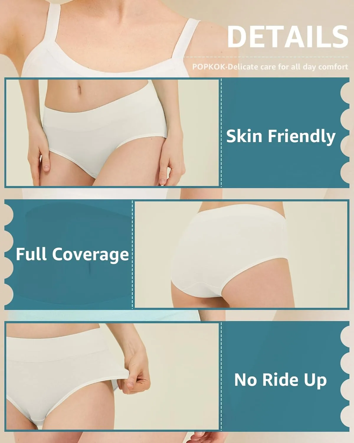 Teen Girls Cotton Underwear Mid Waist Brief Panties 6 pack