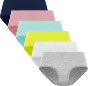 Teen Girls Cotton Underwear Mid Waist Brief Panties 6 pack
