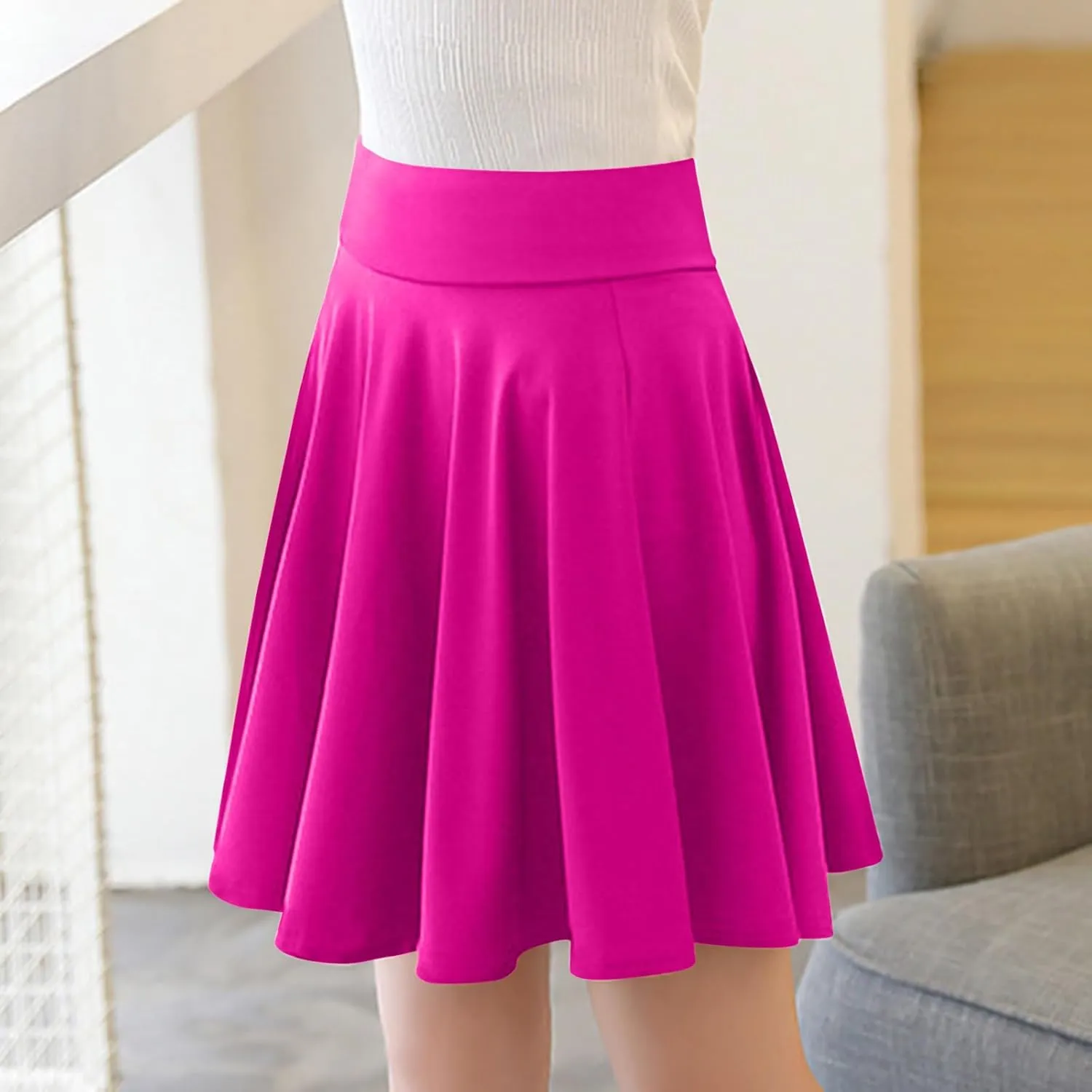 Tennis Skirt Women's Casual Stretchy Flowy Pleated High Waist Mini Skater Skirts Activewear Built-in Shorts