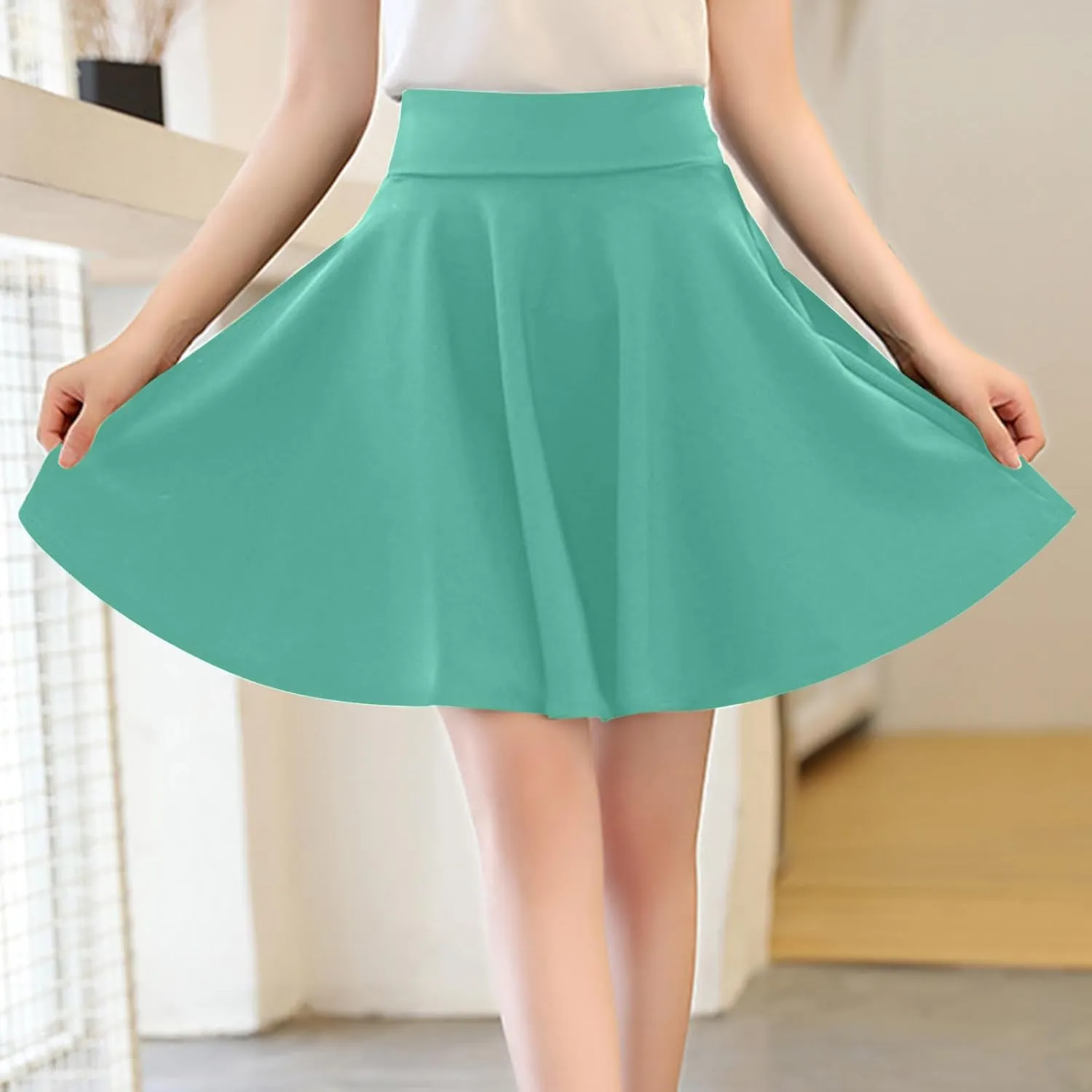Tennis Skirt Women's Casual Stretchy Flowy Pleated High Waist Mini Skater Skirts Activewear Built-in Shorts