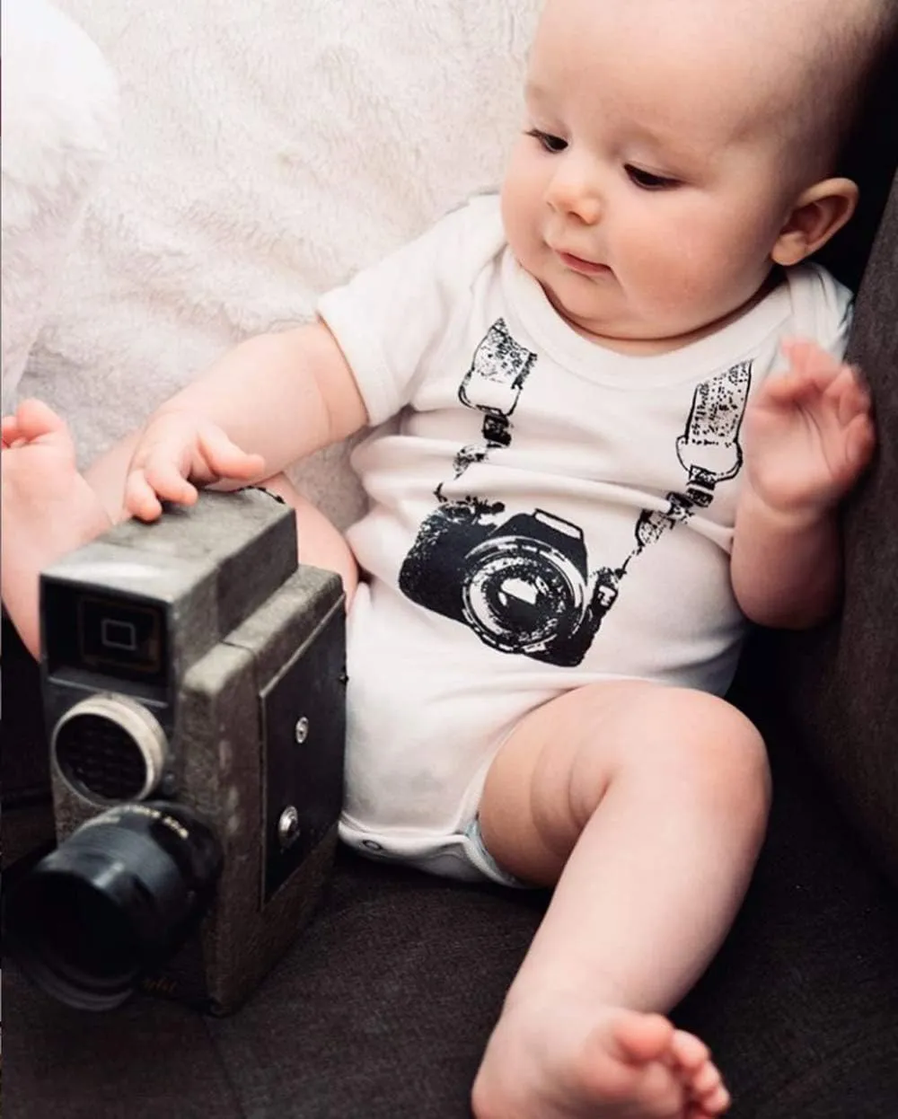 The Spunky Stork Baby Girls Boys Photographer Organic Newborn Camera Bodysuit