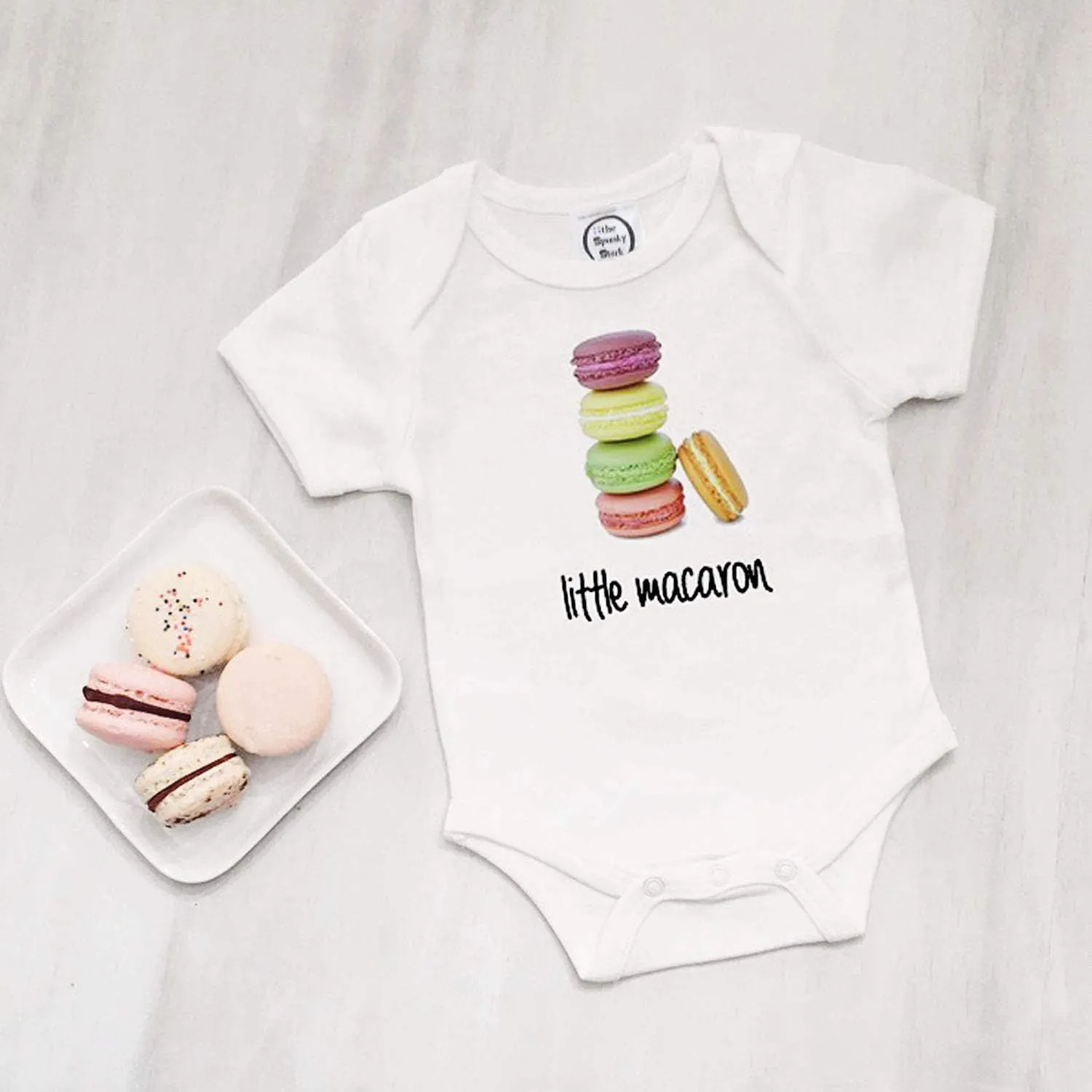 The Spunky Stork Baby Little Macaron French Organic Newborn Girl Bodysuit