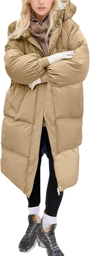 Today Prime on Womens Fall Coat Womens Winter Coat with Thumb Holes Down Long Jacket Women Coat for Women Winter Puffer Winter Coat for Women Women Parka Coat