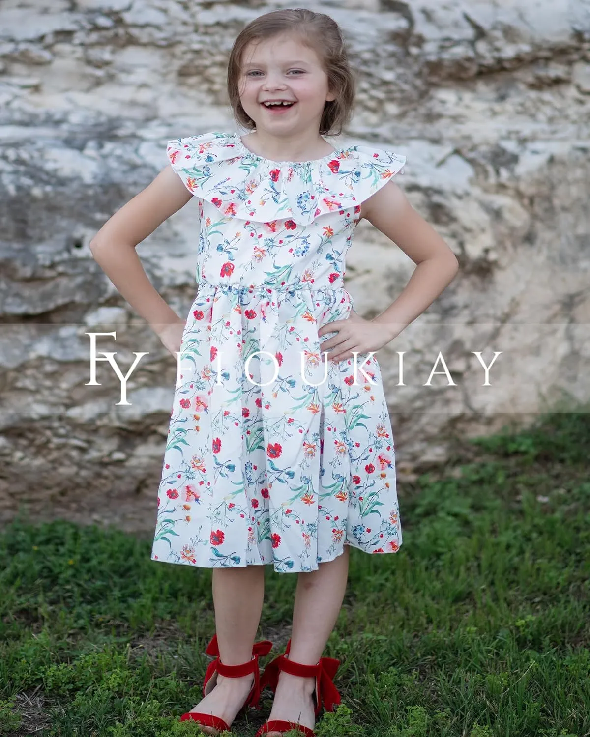 Toddler Baby Girl Sun Dress Wildflower Floral Seaside Beach Dress Overall Outfits Onepiece