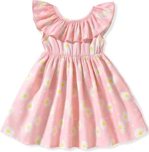 Toddler Baby Girl Sun Dress Wildflower Floral Seaside Beach Dress Overall Outfits Onepiece