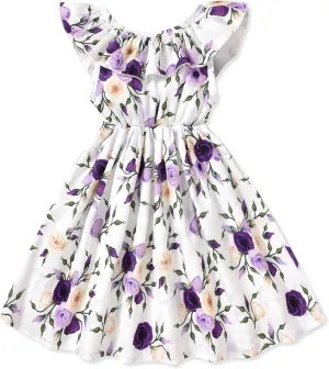 Toddler Baby Girl Sun Dress Wildflower Floral Seaside Beach Dress Overall Outfits Onepiece