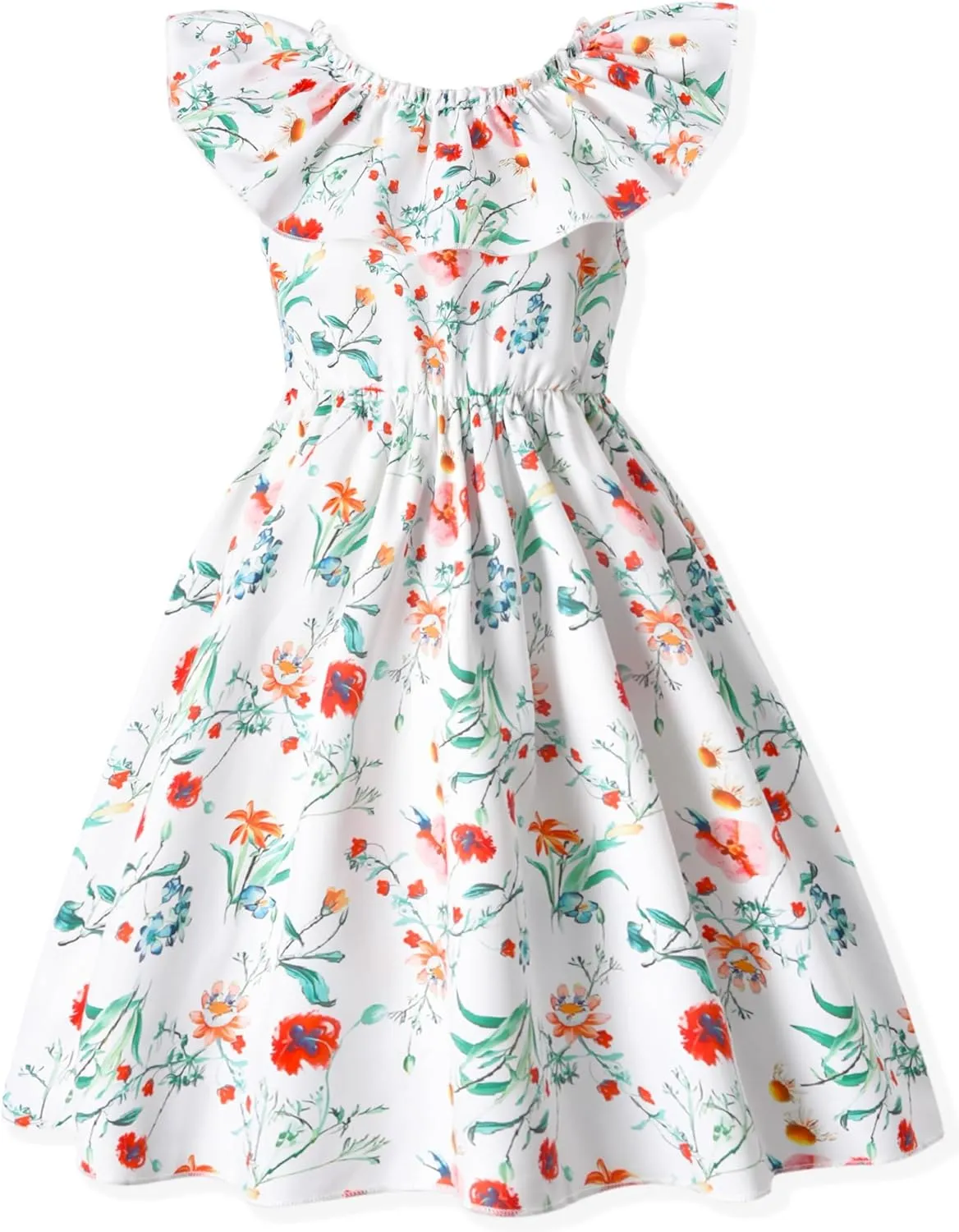 Toddler Baby Girl Sun Dress Wildflower Floral Seaside Beach Dress Overall Outfits Onepiece