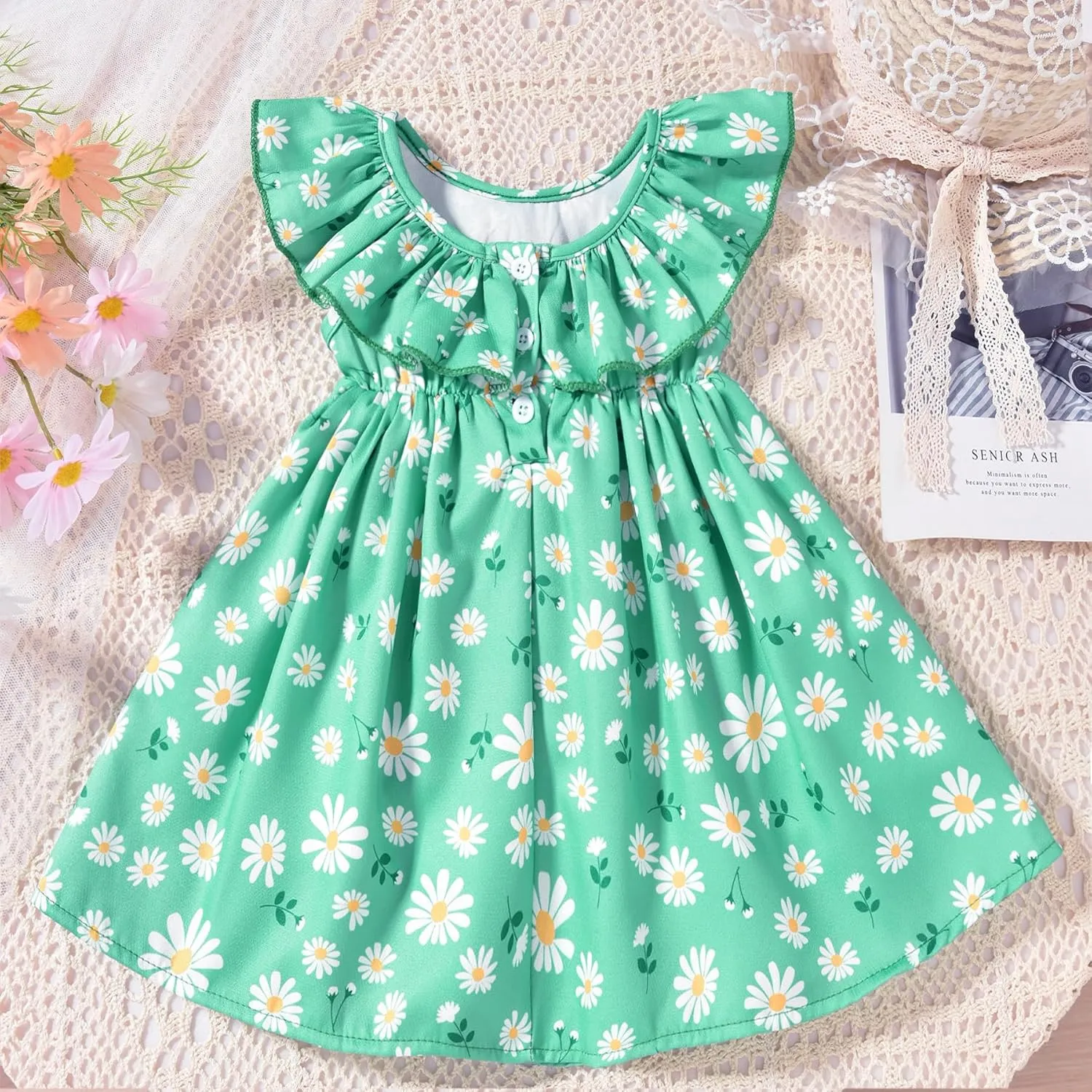 Toddler Baby Girl Sun Dress Wildflower Floral Seaside Beach Dress Overall Outfits Onepiece
