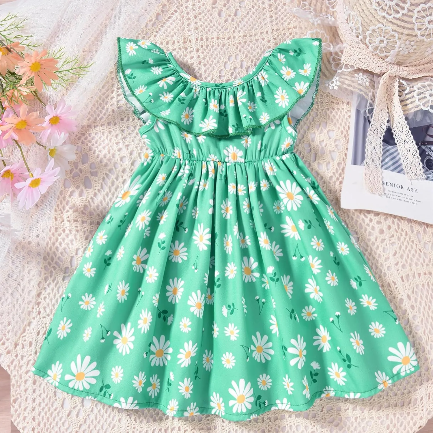 Toddler Baby Girl Sun Dress Wildflower Floral Seaside Beach Dress Overall Outfits Onepiece
