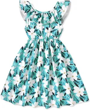 Toddler Baby Girl Sun Dress Wildflower Floral Seaside Beach Dress Overall Outfits Onepiece