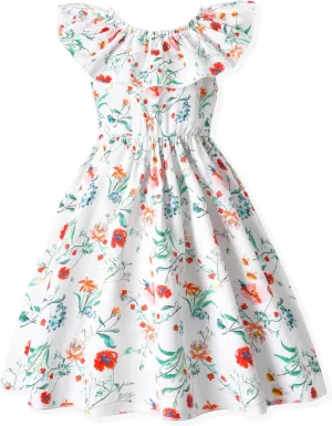 Toddler Baby Girl Sun Dress Wildflower Floral Seaside Beach Dress Overall Outfits Onepiece