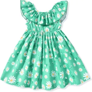 Toddler Baby Girl Sun Dress Wildflower Floral Seaside Beach Dress Overall Outfits Onepiece
