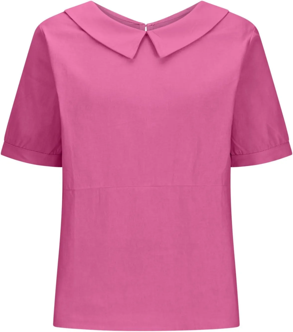 Tops for Women Trendy Collared Short Sleeve Shirts Casual Loose Fitted Linen Blouses Fashion Soft Summer Tops