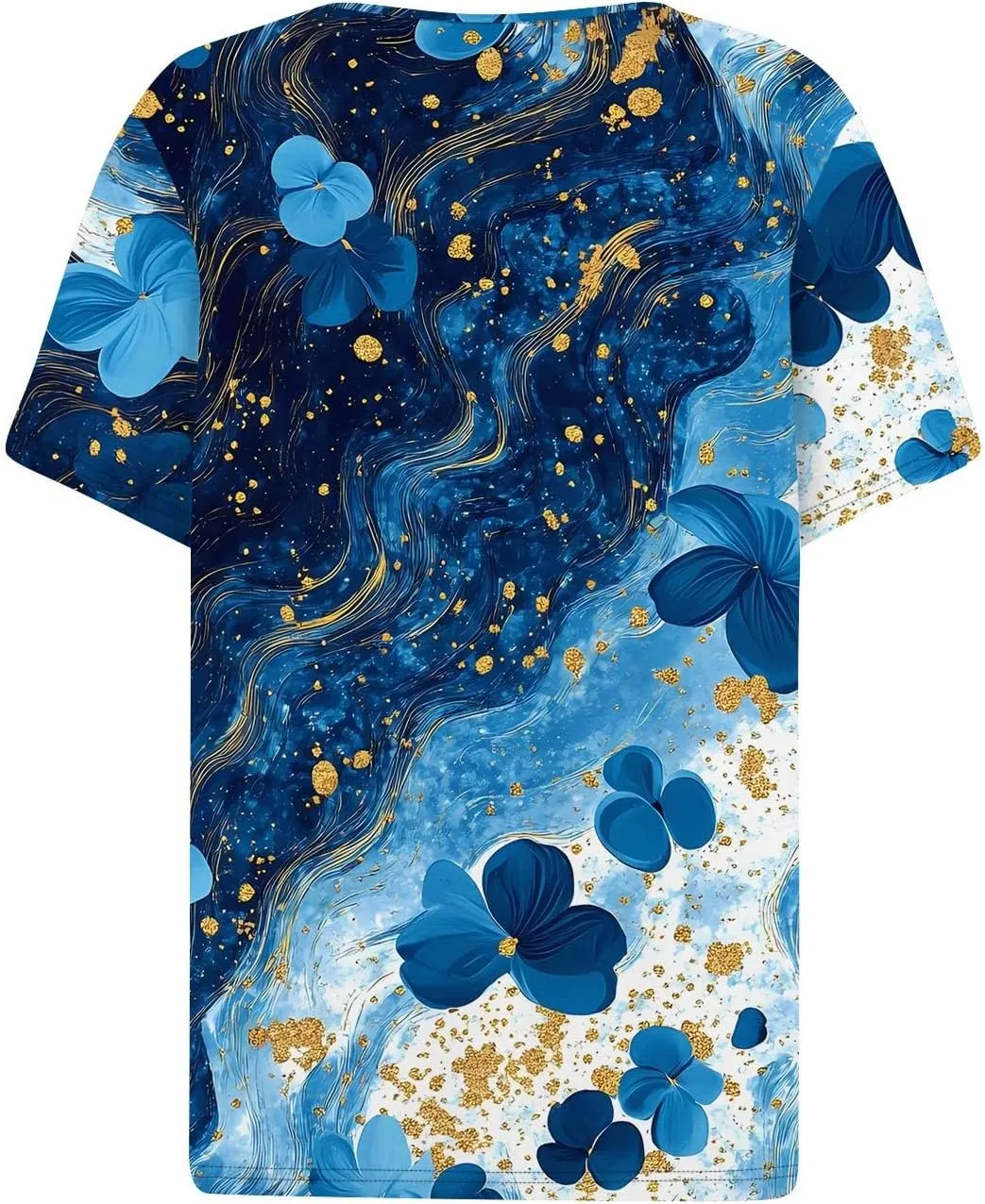 Tops for Women Trendy Henley V Neck Pullover Printed Vacation Tops Button Down Comfy Tees Trendy Tunics T Shirt
