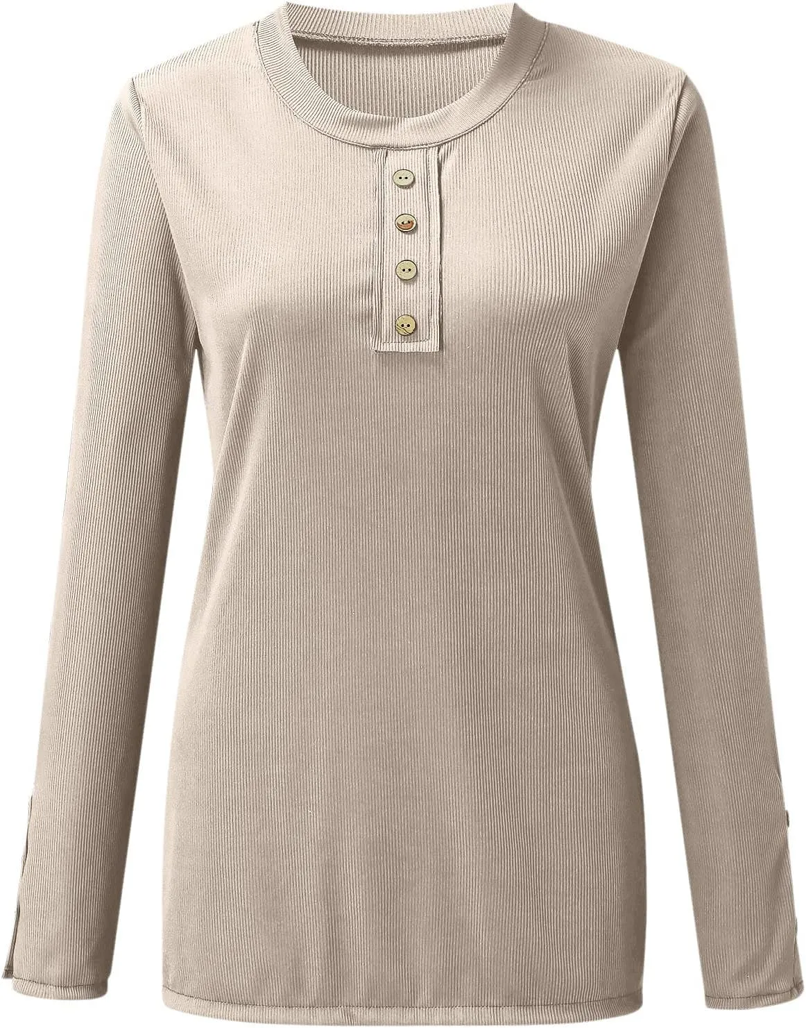 Tops for Women Trendy Summer 2025 Long Sleeve U Neck Shirts Button Slim Tunic Blouses Casual Loose Fit Workout Outfits