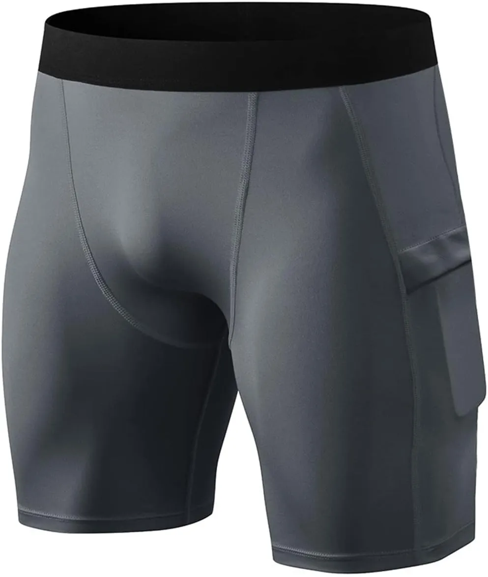 TopTie Mens Compression Shorts Quick Dry Athletic Baselayer Underwear with Pocket