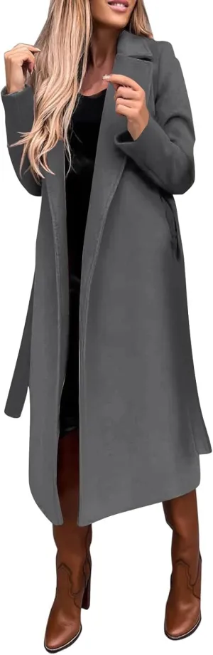 Trench Coats for Women Long Jacket Loose Fitting Warm Winter Outwear Fashion Lapel Jacket Coats Long Coats for Women