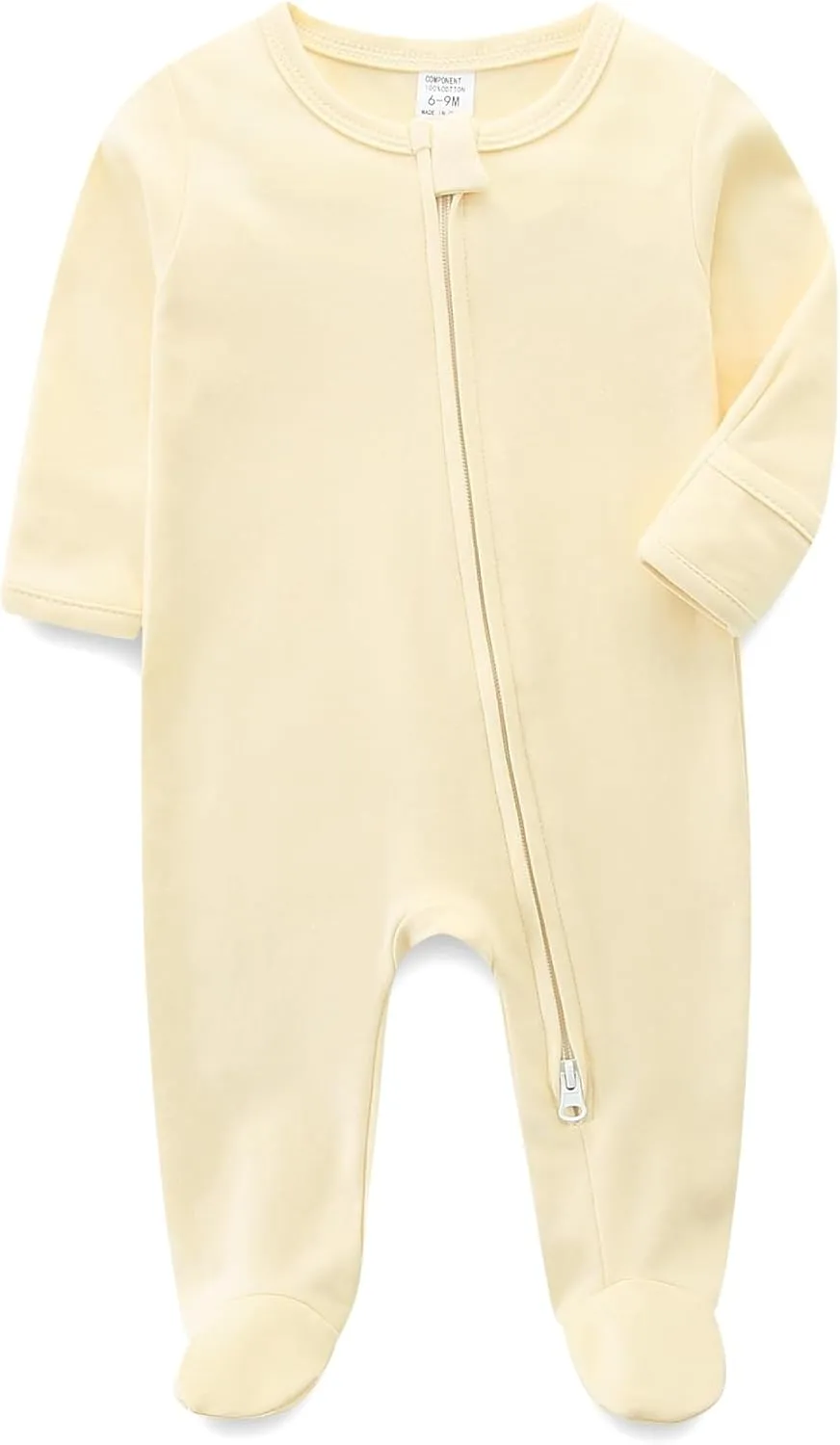 Unisex Baby Boy and Girl Zipper Onesie Solid Toddler Footie One-Piece Infant Romper Jumpsuit