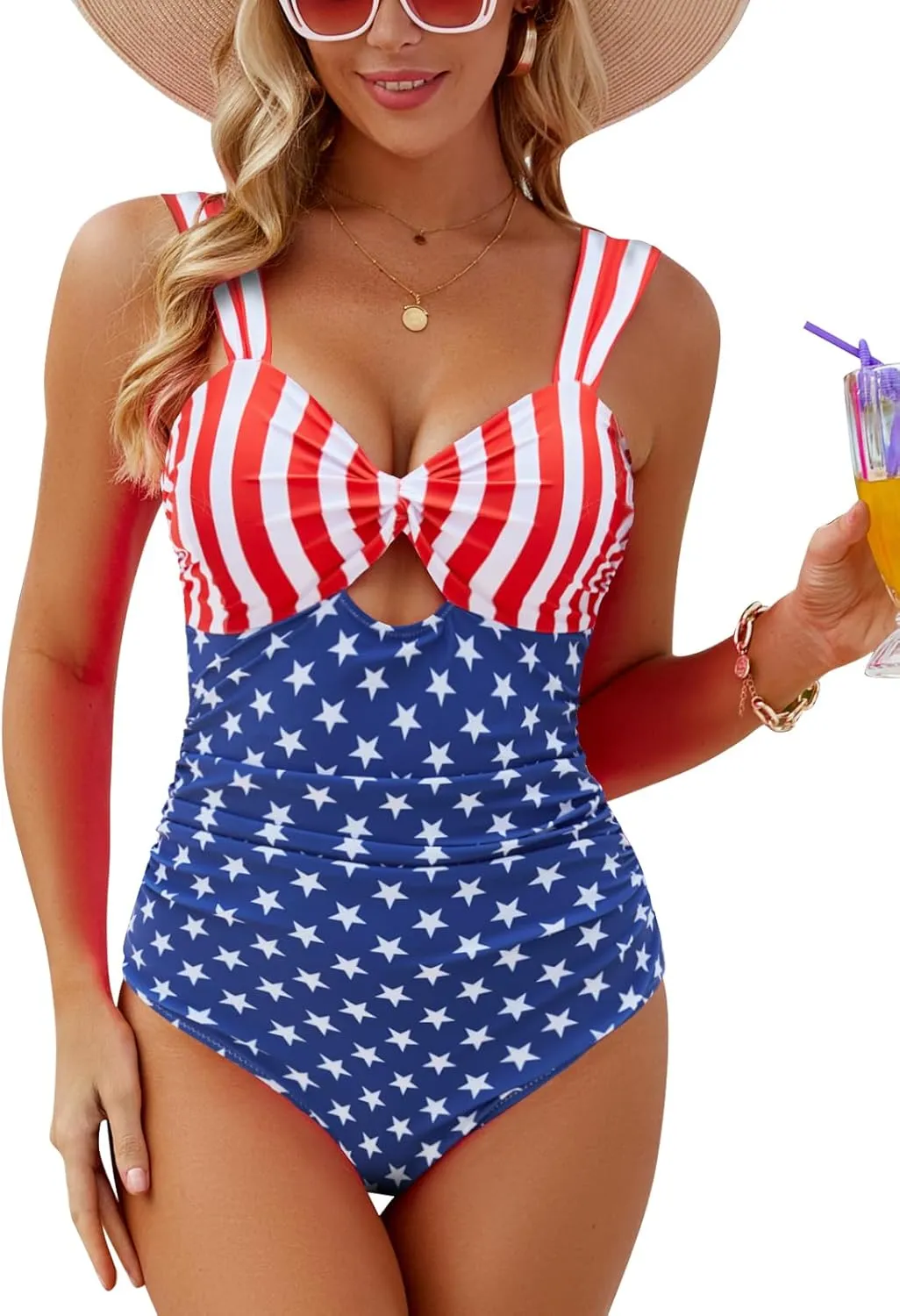 VIMPUNEC Women One Piece Tummy Control Swimsuit High Waisted Bathing Suit Cut Out Swimwear