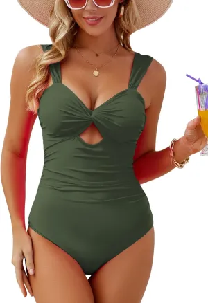 VIMPUNEC Women One Piece Tummy Control Swimsuit High Waisted Bathing Suit Cut Out Swimwear