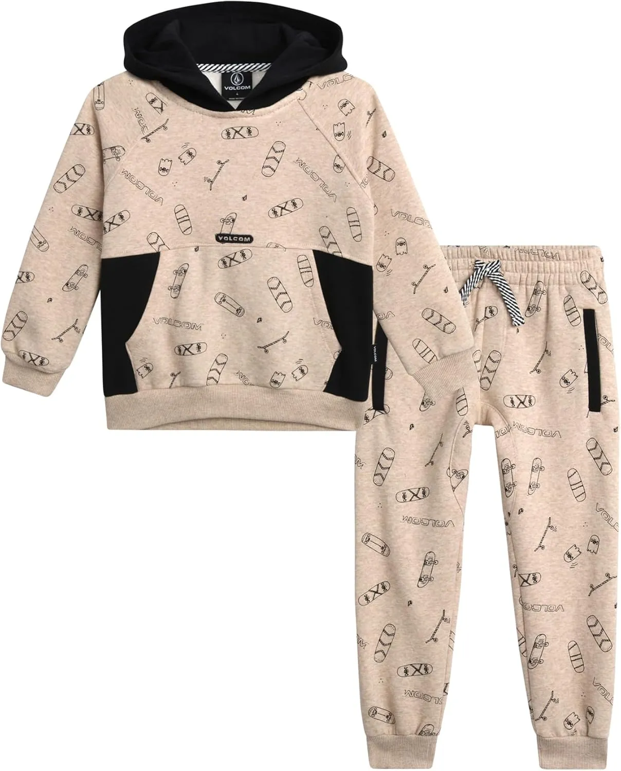 Volcom Infant Toddler Baby Boys' Joggers Set - 2 Piece Fleece Pullover Hoodie and Jogger Pants Activewear Set (Sizes: 12M-7)
