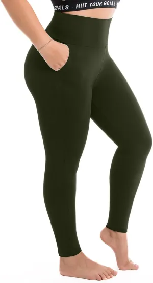 Walifrey Plus Size Leggings with Pockets for Women, High Waist Opaque Tummy Control Leggings