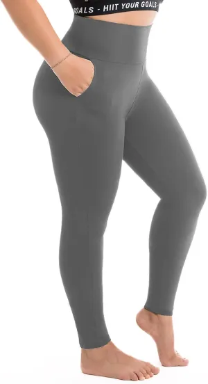 Walifrey Plus Size Leggings with Pockets for Women, High Waist Opaque Tummy Control Leggings